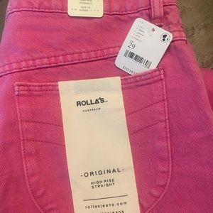 ROLLA'S Women's Straight Leg Jeans in Bright Pink
